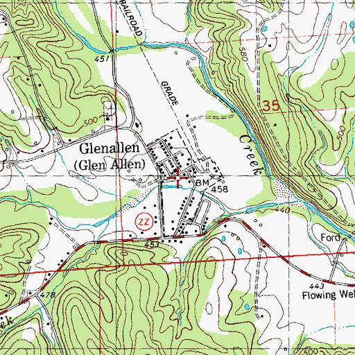 Topographic Map of Town of Glen Allen, MO