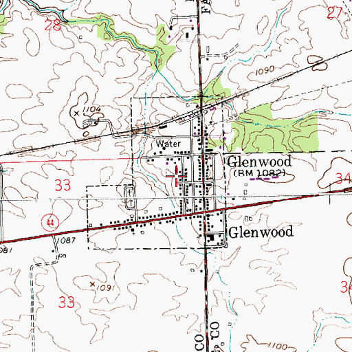 Topographic Map of Town of Glenwood, IN