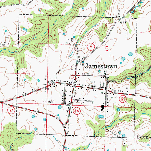 Topographic Map of Town of Jamestown, MO