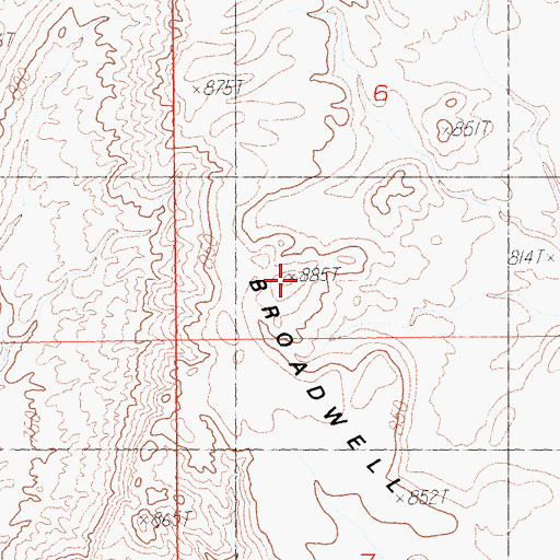 Topographic Map of Broadwell Mesa, CA