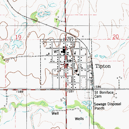 Topographic Map of City of Tipton, KS