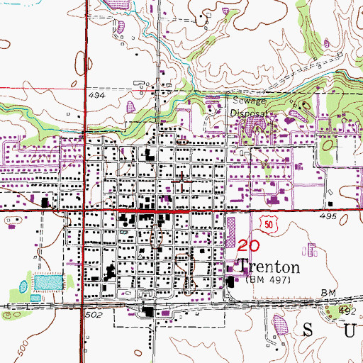 Topographic Map of City of Trenton, IL