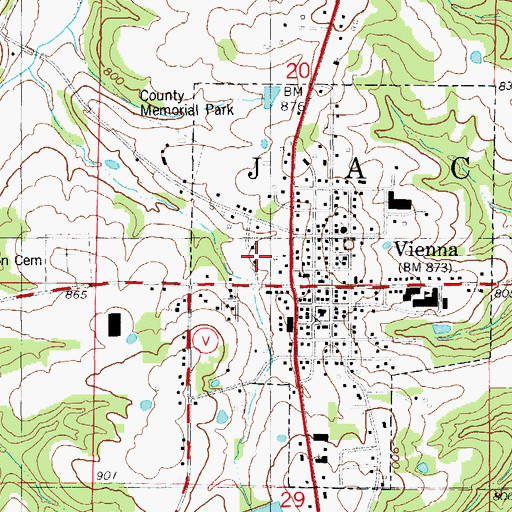 Topographic Map of City of Vienna, MO