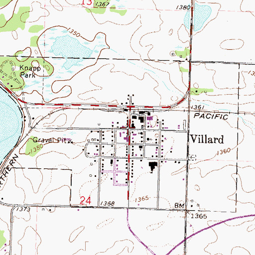 Topographic Map of City of Villard, MN