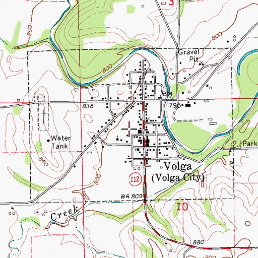 Topographic Map of City of Volga, IA