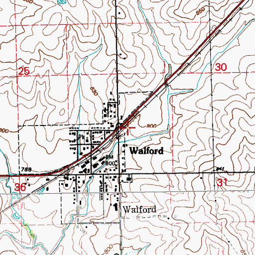 Topographic Map of City of Walford, IA