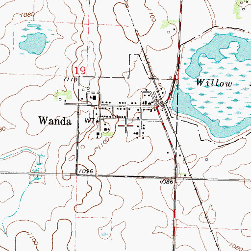 Topographic Map of City of Wanda, MN