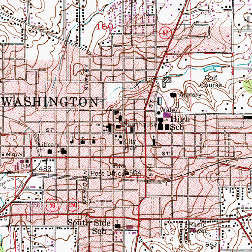 Topographic Map of City of Washington, IN