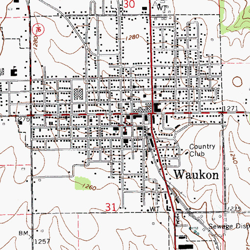 Topographic Map of City of Waukon, IA