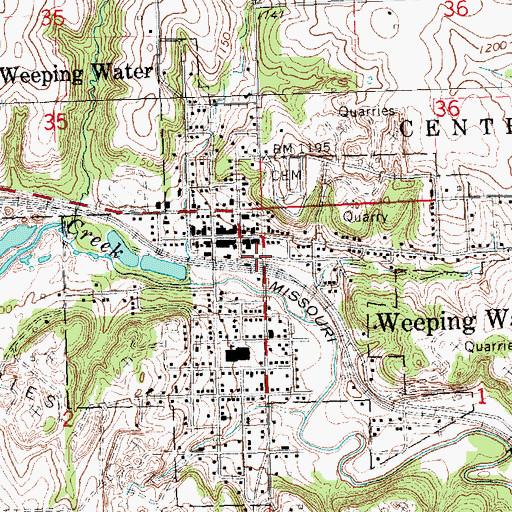 Topographic Map of City of Weeping Water, NE