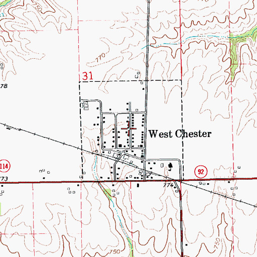 Topographic Map of City of West Chester, IA