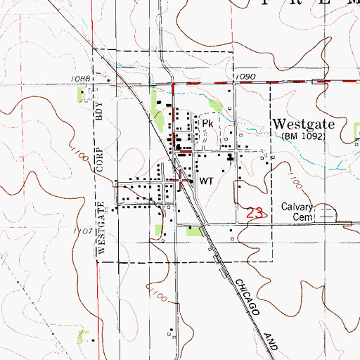 Topographic Map of City of Westgate, IA