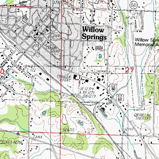 Topographic Map of City of Willow Springs, MO