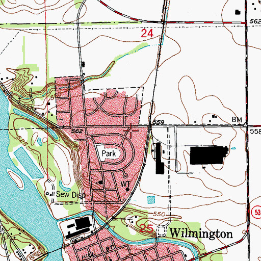 Topographic Map of City of Wilmington, IL