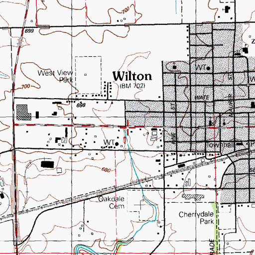 Topographic Map of City of Wilton, IA