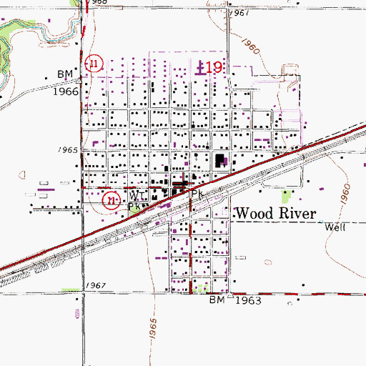 Topographic Map of City of Wood River, NE