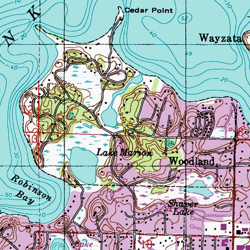 Topographic Map of City of Woodland, MN