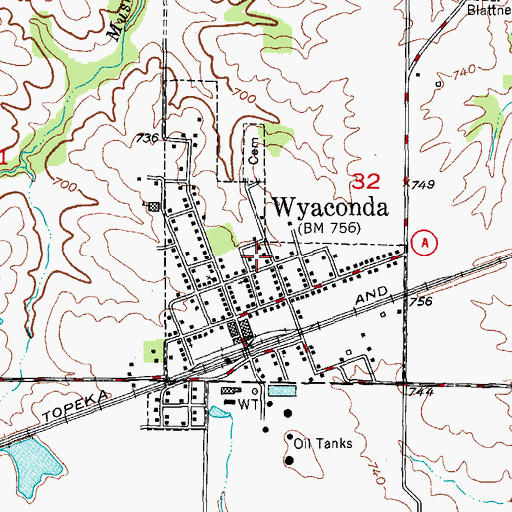 Topographic Map of City of Wyaconda, MO