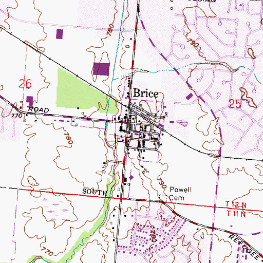 Topographic Map of Village of Brice, OH