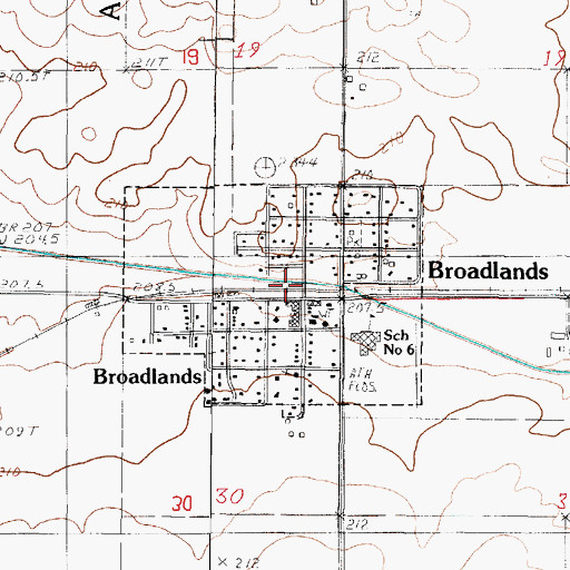 Topographic Map of Village of Broadlands, IL