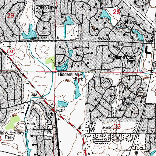 Topographic Map of Village of Buffalo Grove, IL