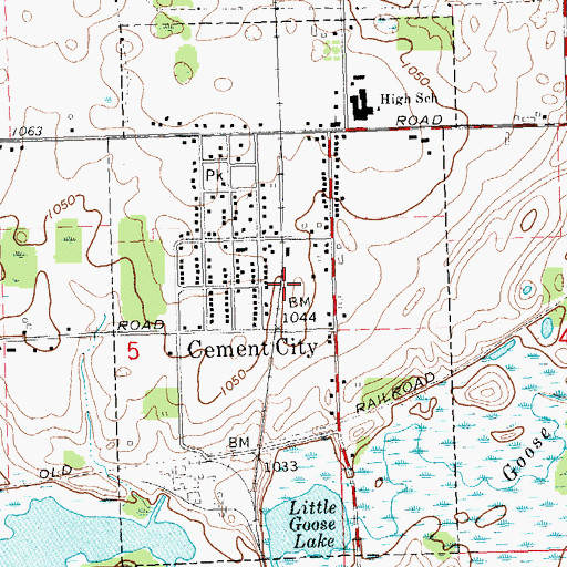 Topographic Map of Village of Cement City, MI