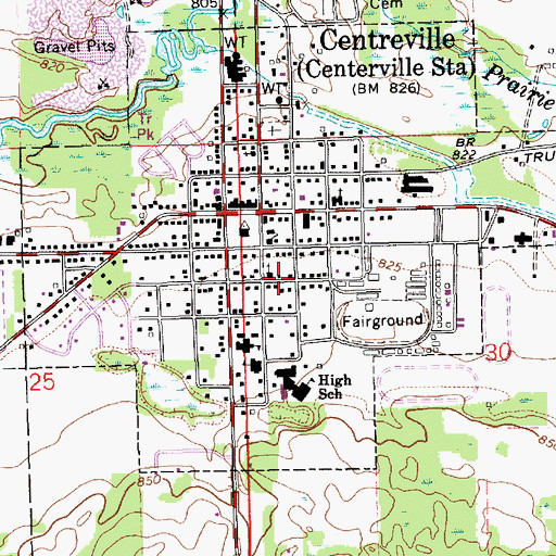 Topographic Map of Village of Centreville, MI