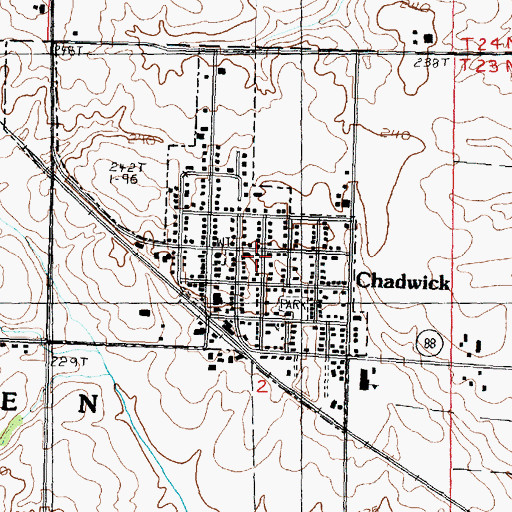 Topographic Map of Village of Chadwick, IL