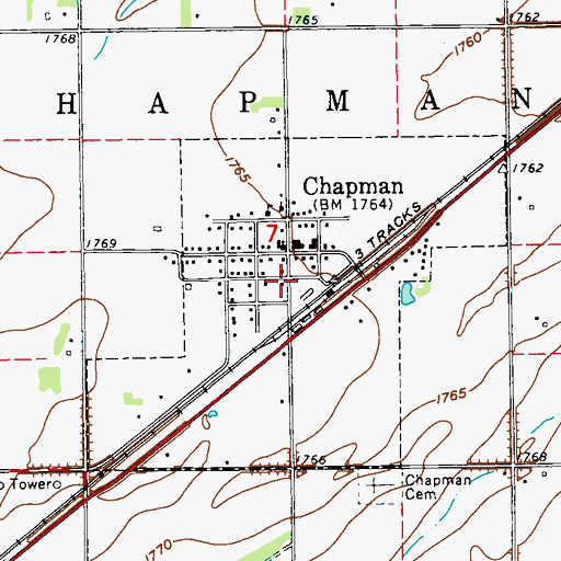Topographic Map of Village of Chapman, NE