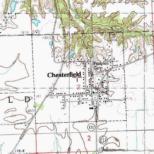 Topographic Map of Village of Chesterfield, IL