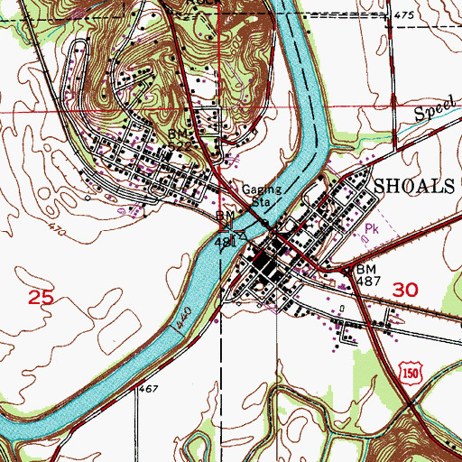 Topographic Map of Town of Shoals, IN