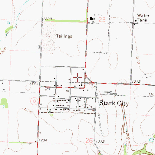 Topographic Map of Town of Stark City, MO