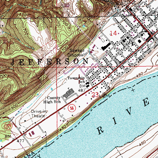 Topographic Map of Town of Vevay, IN