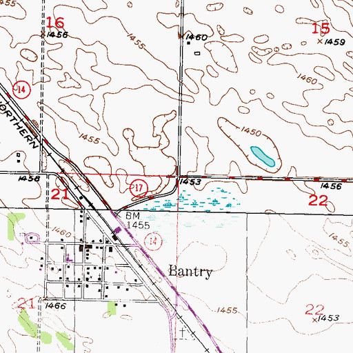 Topographic Map of Township of Bantry, ND