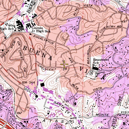 Topographic Map of Buena Vista, CA