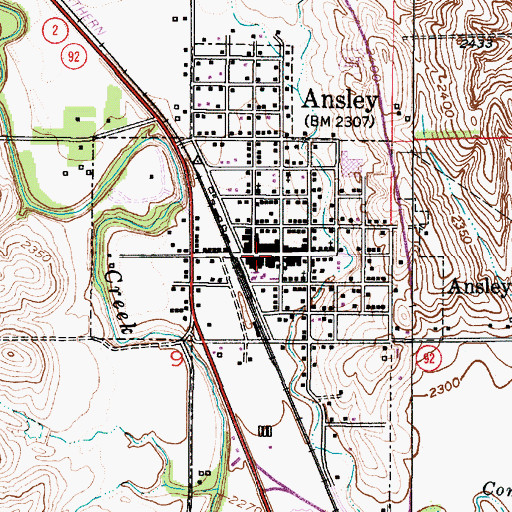 Topographic Map of Village of Ansley, NE