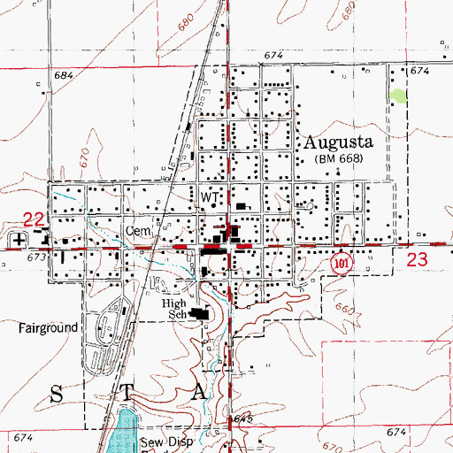 Topographic Map of Village of Augusta, IL