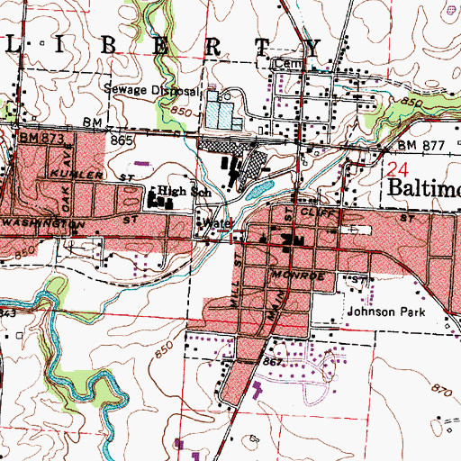 Topographic Map of Village of Baltimore, OH