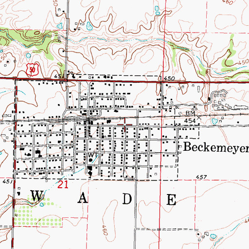 Topographic Map of Village of Beckemeyer, IL