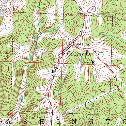 Topographic Map of Village of Graysville, OH