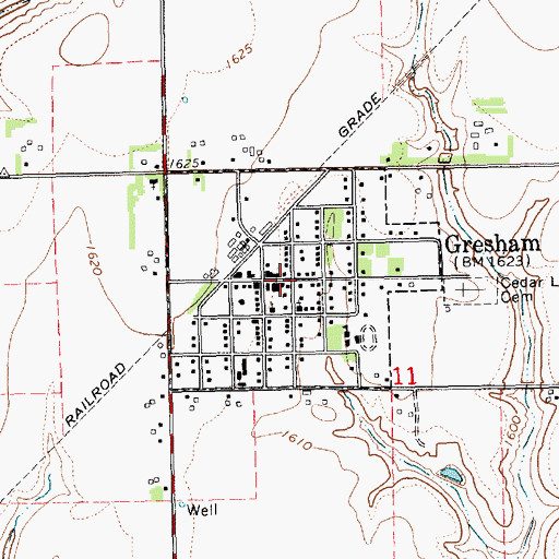 Topographic Map of Village of Gresham, NE