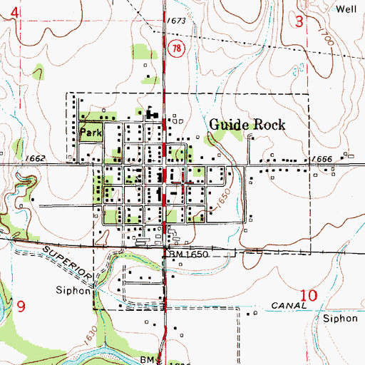 Topographic Map of Village of Guide Rock, NE