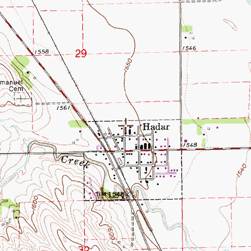 Topographic Map of Village of Hadar, NE