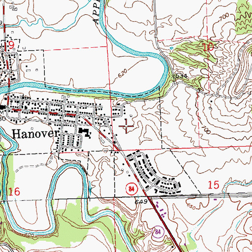 Topographic Map of Village of Hanover, IL