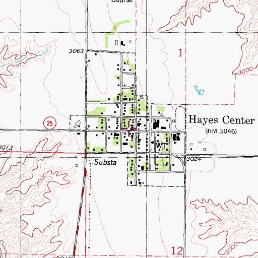 Topographic Map of Village of Hayes Center, NE