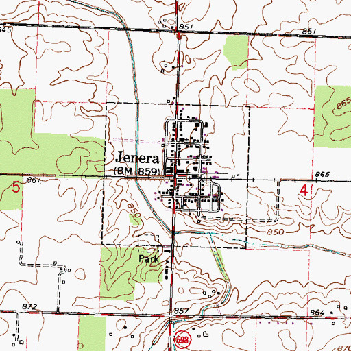 Topographic Map of Village of Jenera, OH