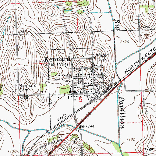 Topographic Map of Village of Kennard, NE