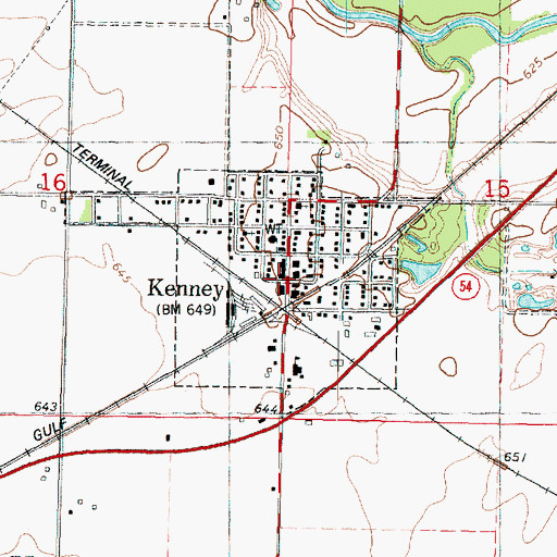 Topographic Map of Village of Kenney, IL