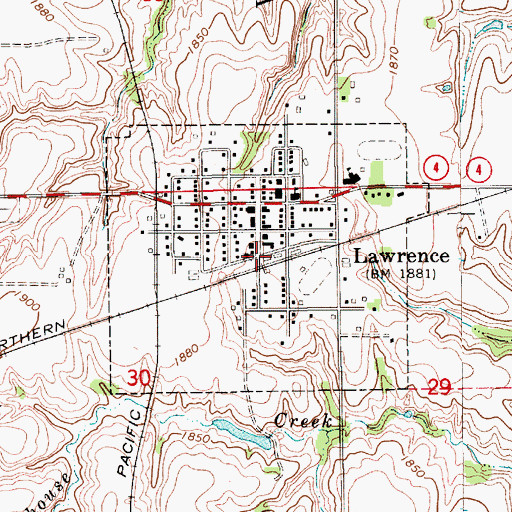 Topographic Map of Village of Lawrence, NE