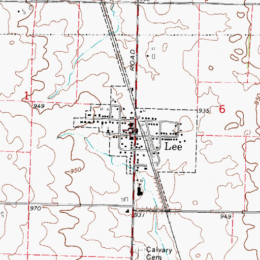 Topographic Map of Village of Lee, IL